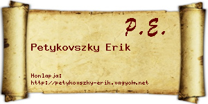 Petykovszky Erik névjegykártya